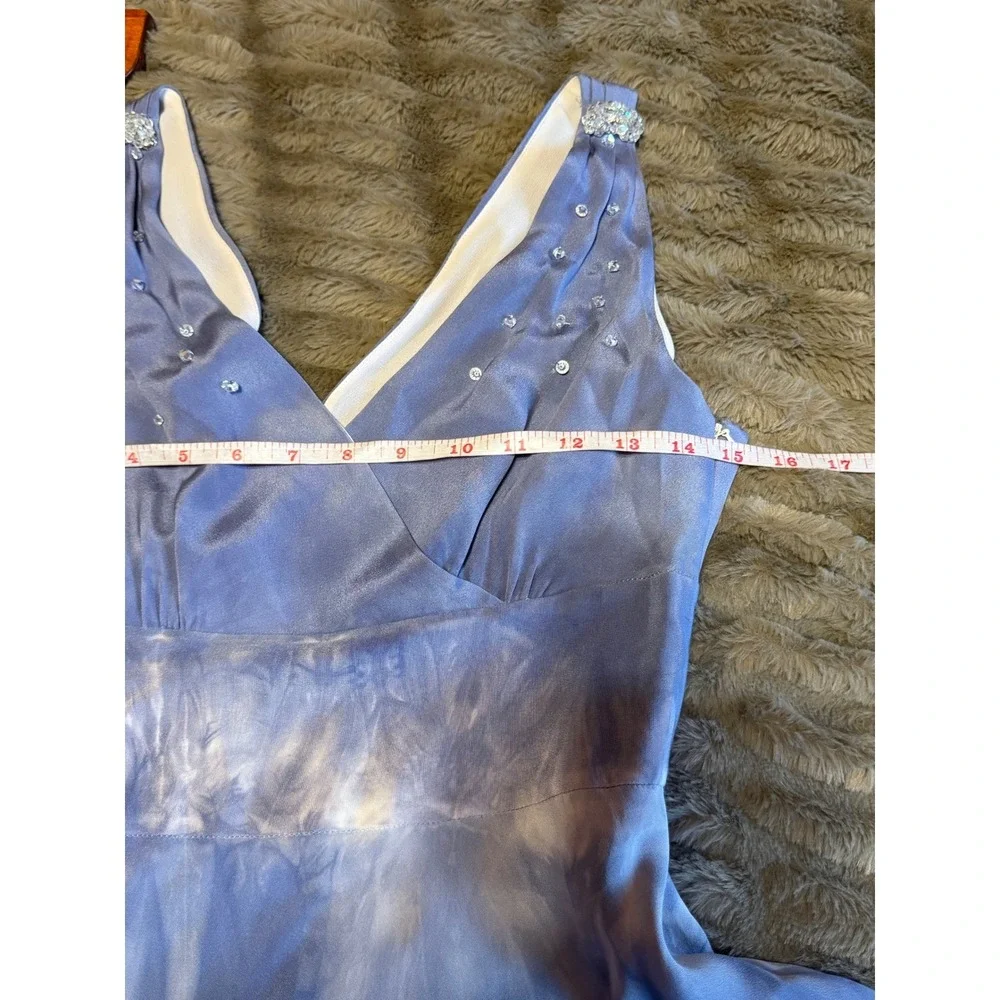 J. Crew Tie-Dye‎ Silk Maxi Dress Size 6 Beaded Neckline Boho Festival Goddess